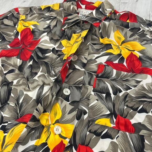 Rena Rowan Saville Short Sleeve Tropical Floral Summer Button Down Shirt 8 - Picture 4 of 9